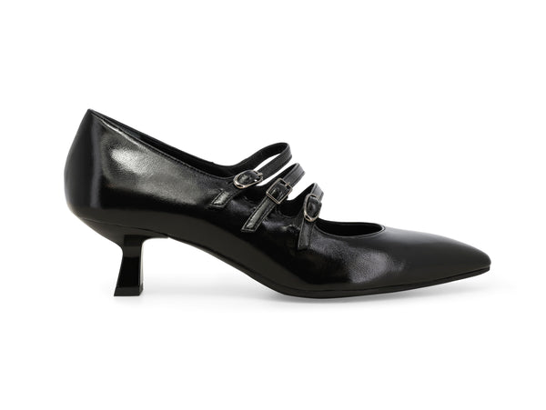 Melluso Décolleté Nera in Vernice con Tre Cinturini E5201-250831